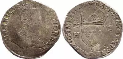France Teston Fran�ois II au nom de Henri II - 1560 D Lyon - B+  - Argent - 1er type