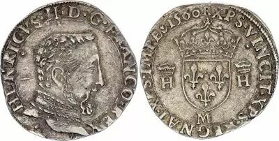 France Teston Fran�ois II monnayage au nom de Henri II - 1er type - 1560 - M Toulouse - Argent