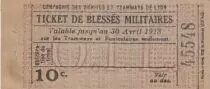 France Ticket for wounded soldiers - Compagnie des omnibus et tramways de Lyon