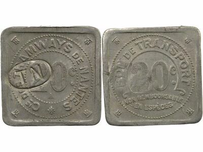 France Tramways de Nantes - 20 Centimes Aluminium - Compost� TN