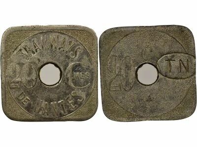 France Tramways of Nantes - Nickel-coated zinc 20 Centimes - Composted TN