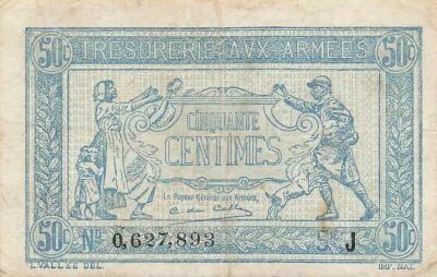 France Tr�sorerie Aux Arm�es - 50 Centimes - 1917 - S�rie J