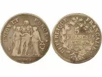 France Union & Force - 5 Francs Argent - An 6/5/4 K Bordeaux