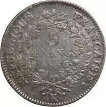 France Union & Force - 5 Francs Argent - L\'An 6 K Bordeaux