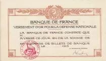 France Versement d\'or pour la d&eacute;fense nationale vierge - 1915 - SUP