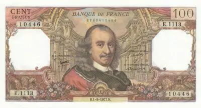 Francia  100 Francs - Corneille -01-09-1977 - Serial E.1113