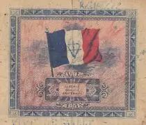 Francia  5 francs - Allied Military Currency - Flag - 1944 - Serial 2