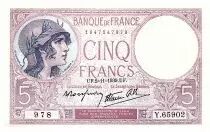 Francia  5 Francs Modified helmeted woman - 02.11.1939 - Serial Y.65902 - Fay04.14
