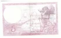 Francia  5 Francs Modified helmeted woman - 24-08-1939- Serial V.61183 - F.04.07