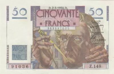 Francia  50 Francs - Le Verrier - 02-03-1950 - Serial Z.148