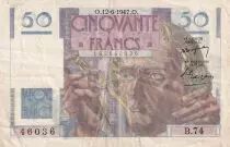 Francia  50 Francs - Le Verrier - 12-06-1947 - Serial B.74 - P.127
