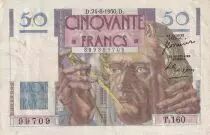 Francia  50 Francs - Le Verrier - 24-08-1950 - Serial T.160 - P.127