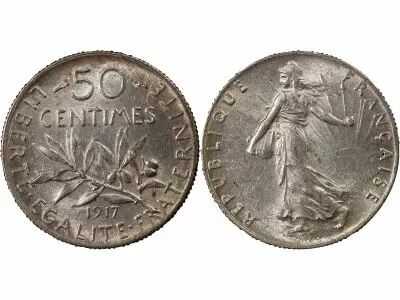 Francia  Sower - 50 Silver Centimes - 1917 Paris