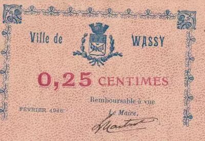 Francia 0.50 cents - City of Wassy - February 1916