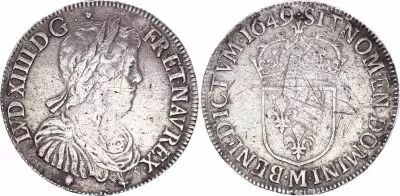 Francia 1/2 Ecu Louis XIIII a la m�che longue - 1649 M Toulouse