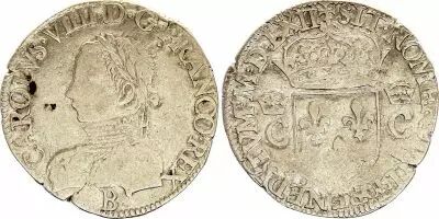 Francia 1/2 Teston, Charles IX - Armos 1564 B Rouen - Silver