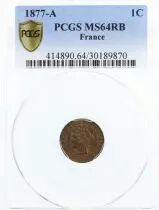 Francia 1 Centime C�r�s - Third R�public - 1877 A - PCGS MS 64