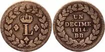 Francia 1 Decime Louis XVIII- Strasbourg Blockade - 1814 BB Point After 1814