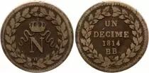 Francia 1 Decime Napoleon I - Strasbourg Blockade - 1814 BB without point