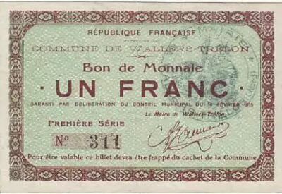 Francia 1 F Wallers-Trelon Bon de monnaie