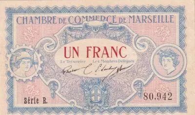 Francia 1 Franc  - Chamber of Commerce  - Marseille - 05-06-1917 - Serial R