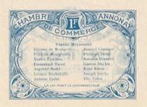 Francia 1 Franc - Annonay Chamber of Commerce - August 31, 1914 - Unissued