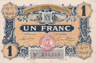 Francia 1 Franc - Chamber of  Commerce - Angoul�me -  1920