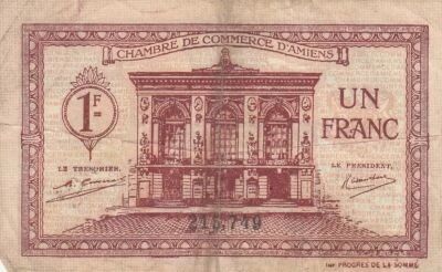 Francia 1 Franc - Chamber of Commerce - Amiens - 1922
