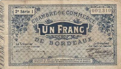Francia 1 Franc - Chamber of Commerce - Bordeaux - 1914