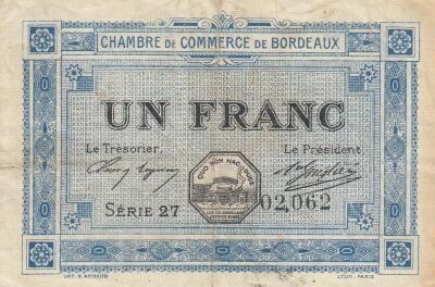 Francia 1 Franc - Chamber of Commerce - Bordeaux - 1917