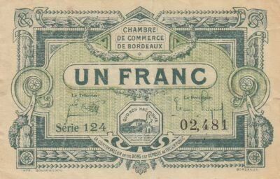 Francia 1 Franc - Chamber of Commerce - Bordeaux - 1920
