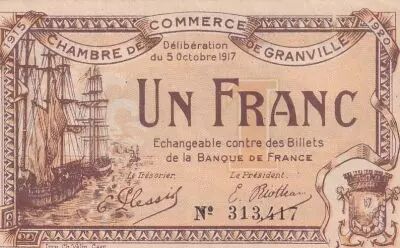 Francia 1 Franc - Chamber of Commerce - Granville -  03-11-1916