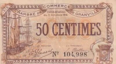 Francia 1 Franc - Chamber of Commerce - Granville - 03-10-1916