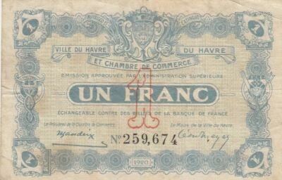 Francia 1 Franc - Chamber of Commerce - Le Havre - 1920