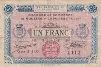Francia 1 Franc - Chamber of Commerce - Moulins et Lapalisse - 12-05-1916 - S&eacute;rie J 110
