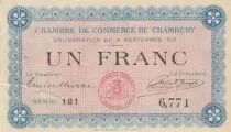 Francia 1 Franc - Chambery Chamber of Commerce - 04-09-1915 - Serial 121