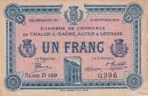 Francia 1 Franc - Chambre de commerce - Chalon-sur-sa&ocirc;ne - 05-11-1918 - S&eacute;rie D 159