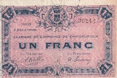 Francia 1 Franc - Chambre de Commerce - Ch�teauroux - 1918