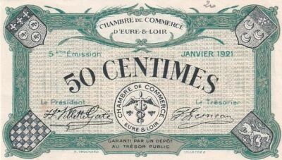Francia 1 Franc - Chambre de Commerce - Eure-et-Loir - 01-1921 - 5�me �mission