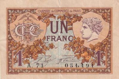 Francia 1 Franc - Chambre de commerce - Paris - 10-03-1920 - S�rie A.71