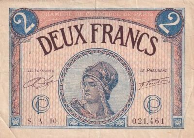 Francia 1 Franc - Chambre de commerce - Paris - 10-03-1920 - S�rie S.A10