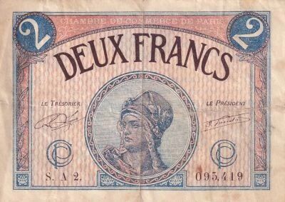 Francia 1 Franc - Chambre de commerce - Paris - 10-03-1920 - S�rie S.A2