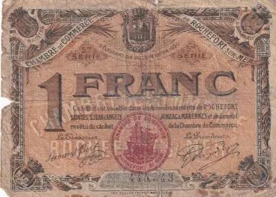 Francia 1 Franc - Chambre de Commerce - Rochefort sur Mer - 5�me s�rie -25-02-1920