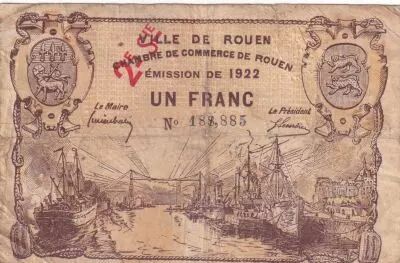 Francia 1 Franc - Chambre de commerce - Rouen - 1922 - 2�me s�rie - n�188.885