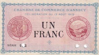 Francia 1 franc - Chambre de commerce d\'Annecy  1915 - S�rie 103 - Annul�