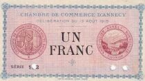 Francia 1 franc - Chambre de commerce d\'Annecy  1915 - S&eacute;rie 103 - Annul&eacute;