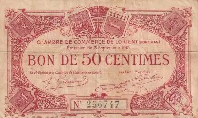 Francia 1 Franc - Chambre de commerce de Lorient - 1915