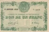 Francia 1 Franc - Chateauroux Chamber of Commerce - 06-01-1916 - Serial I