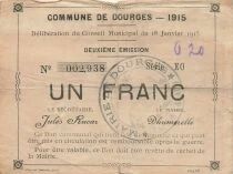 Francia 1 Franc - City of Dourges - 18-01-1915 - Serial E0 - 2nd printing