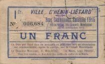 Francia 1 Franc - City of H&eacute;nin-Li&eacute;tard - 1915
